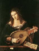 BARTOLOMEO VENETO Woman Playing a Lute oil